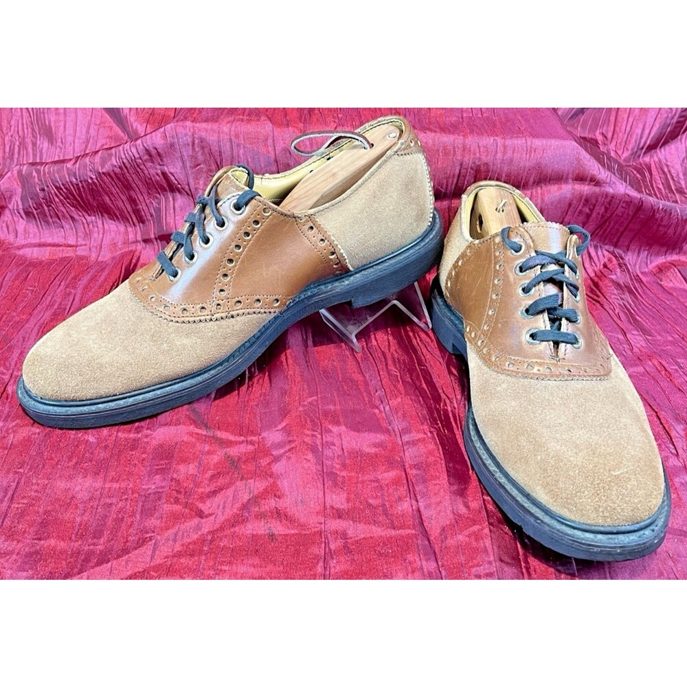 Mens Vntg Dexter Classic 2-Tone Saddle Brogue Derby Oxfords Shoes sz 9D